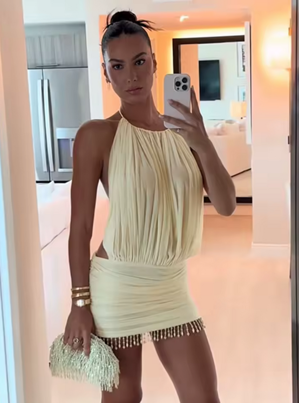 Vestido halter corto de malla · Flawer Boutique